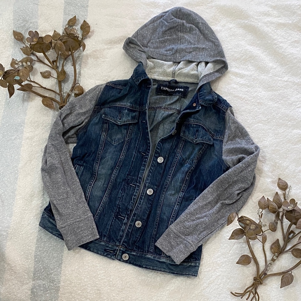 Express Denim Jacket with Gray Sleeves